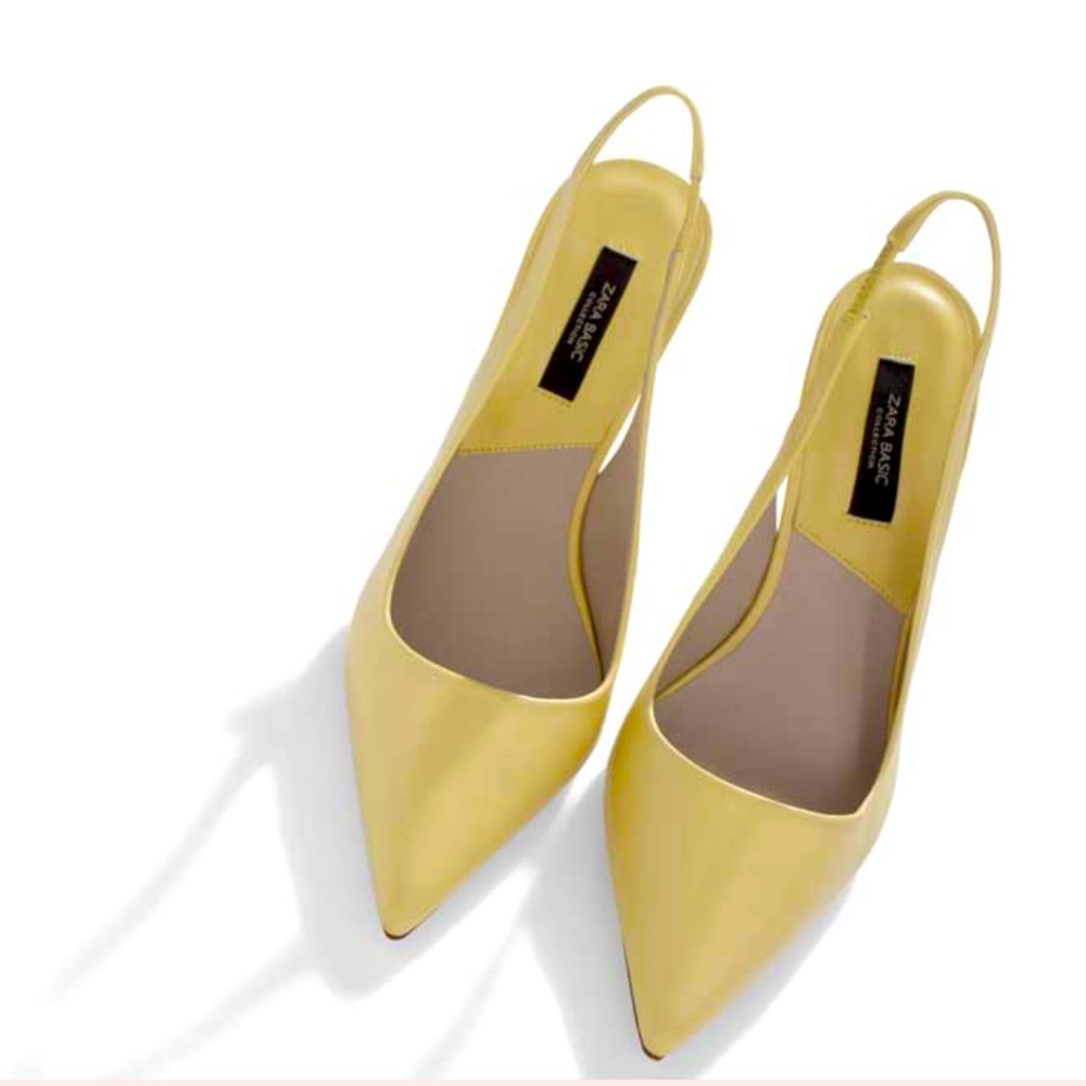 ZARA lemon yellow slingbacks sandals
